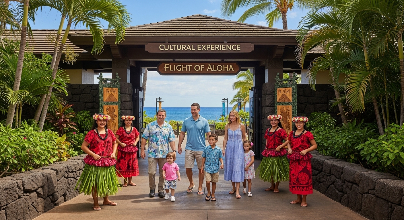 Flight of Aloha entrance Hawaiian welcome Flight of Aloha entrance Hawaiian welcome