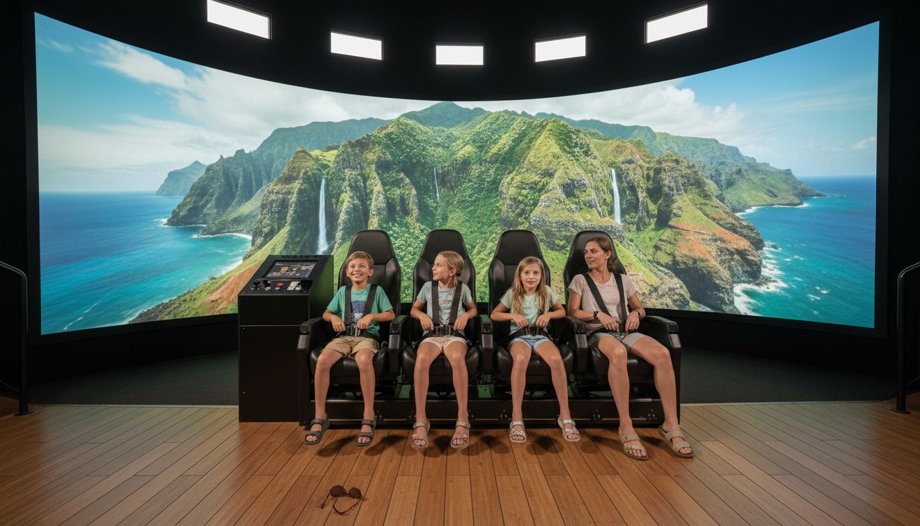 Family immersed in Hawaii flying theater ride