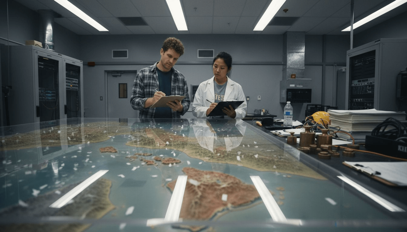 Engineers working in wind simulation lab