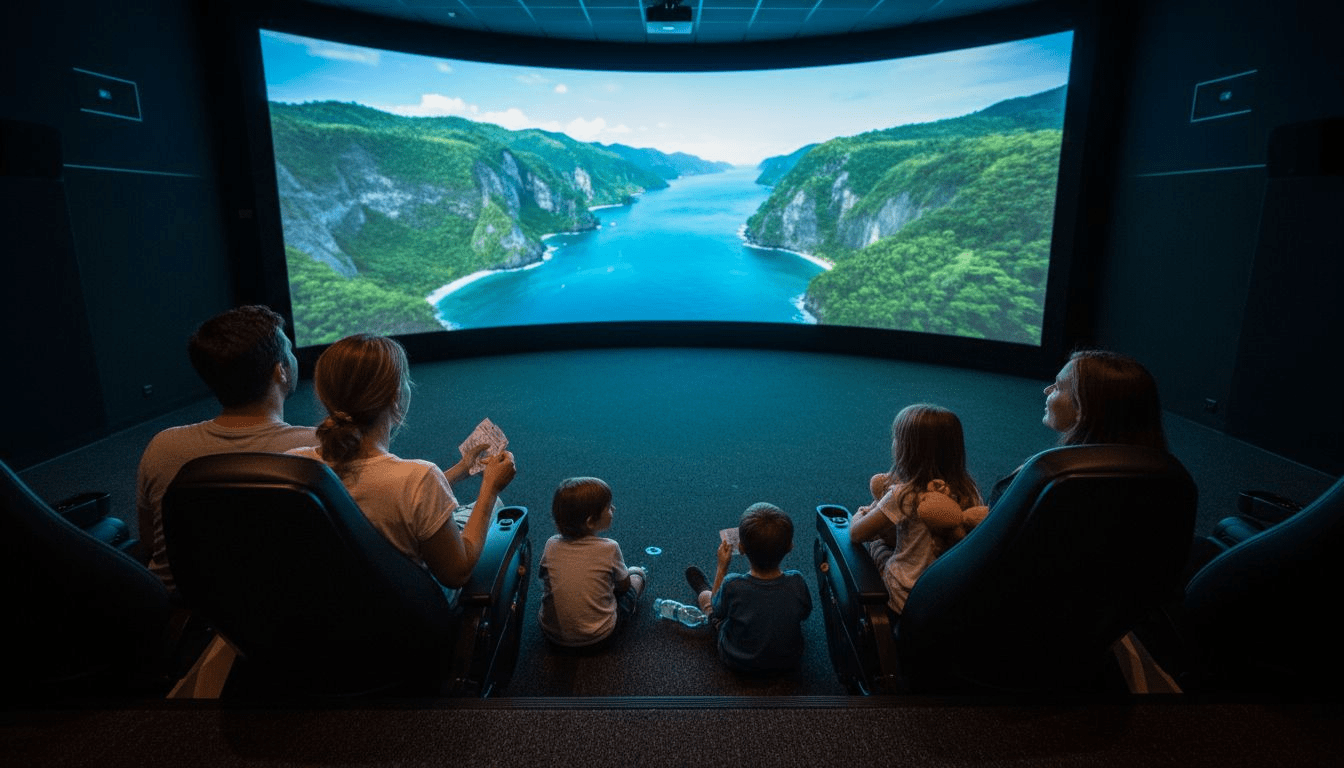 Family enjoying Hawaii virtual flight ride theater