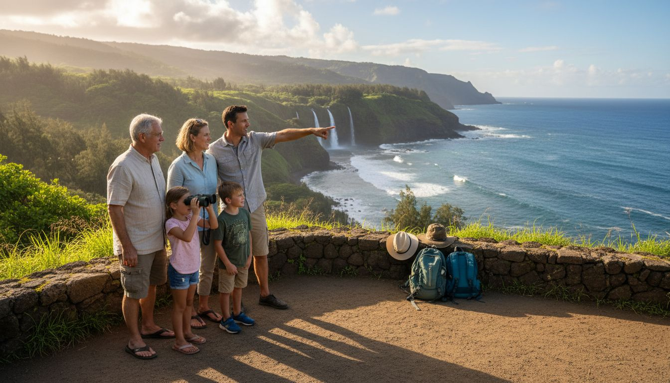 Family enjoying Hawaii outdoor tour together