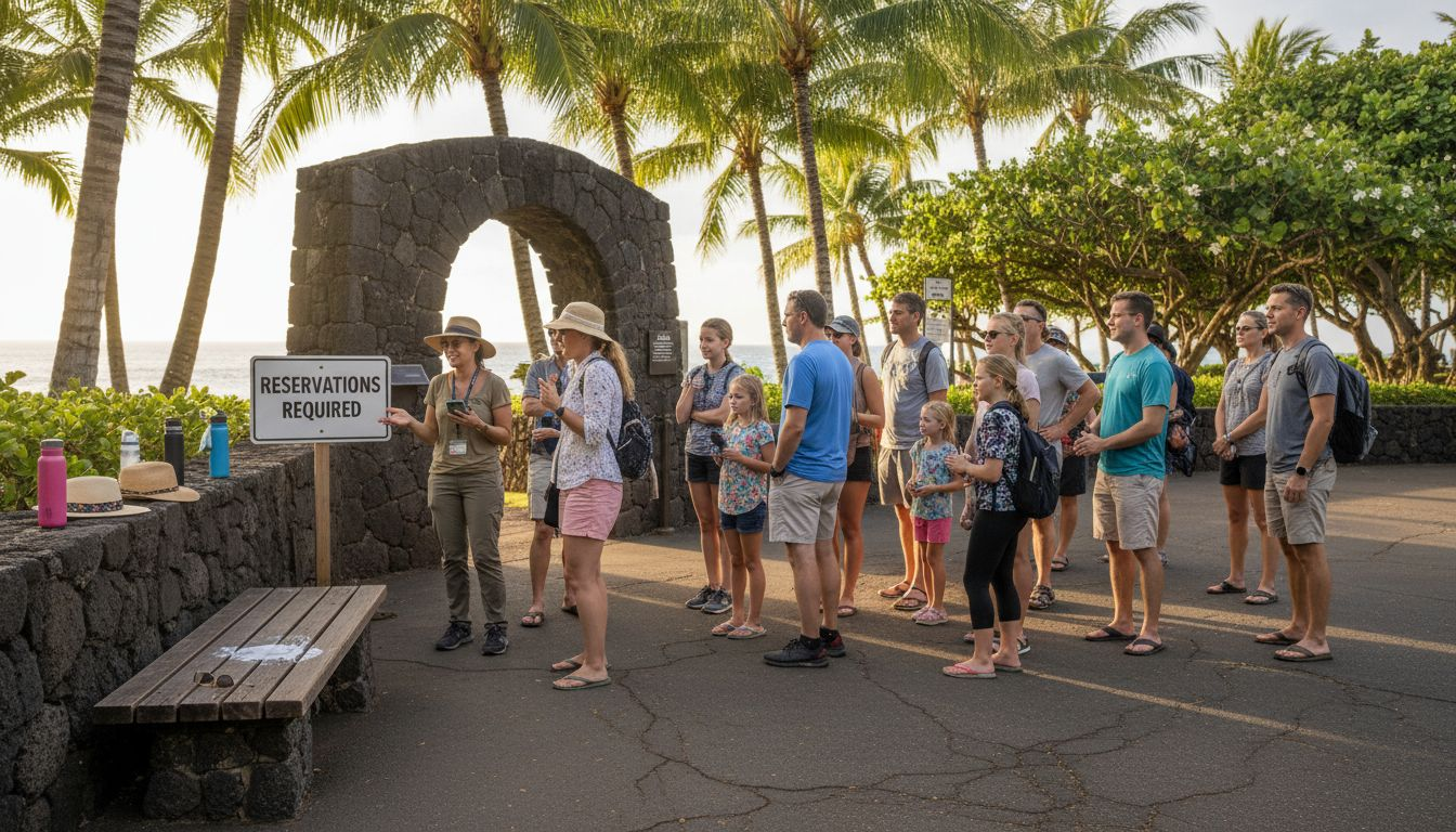 Tourists lining up outside Hawaiian attraction