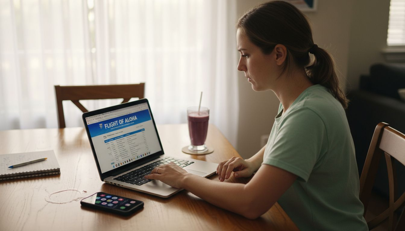 Person booking Flight of Aloha tickets online