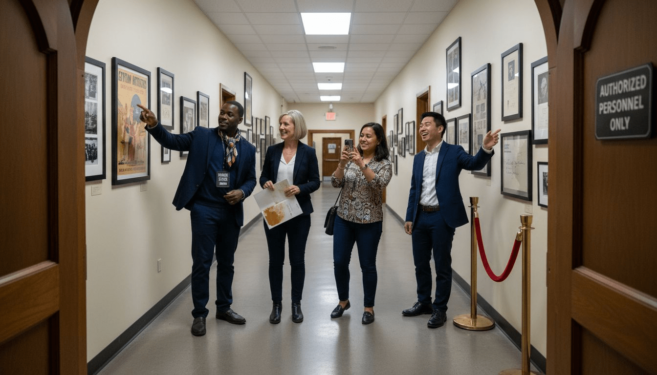 VIP group guided behind museum scenes