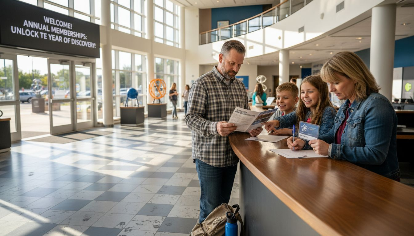 Family signing up for museum membership