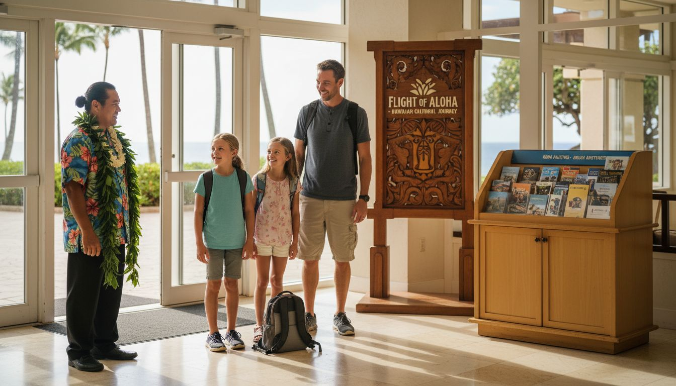 Family greeted at Hawaiian attraction entrance