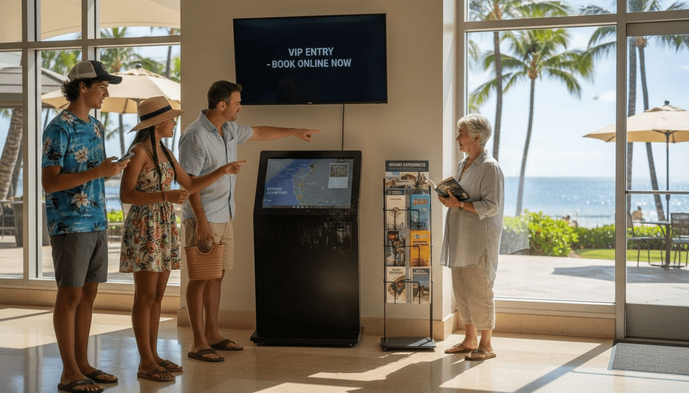 Tourists entering Hawaii VIP immersive theater