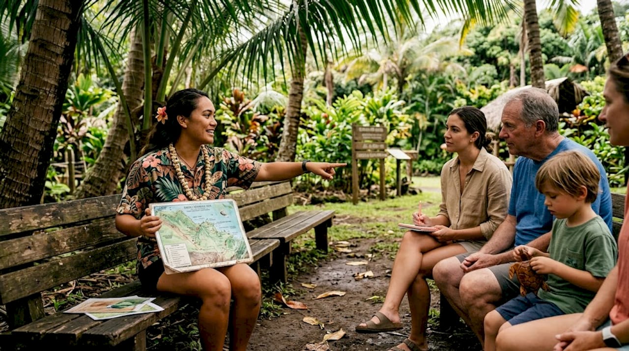 Hawaiian guide storytelling experience outdoors