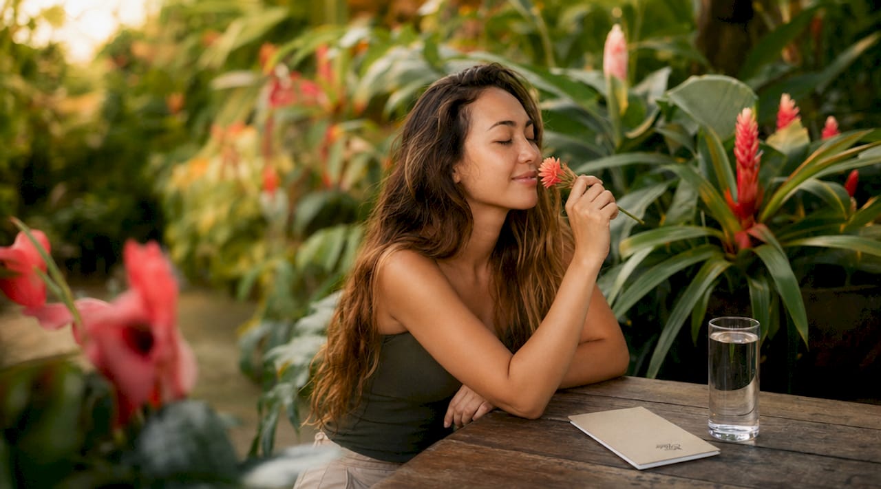 Museum visitor experiencing immersive scent exhibit