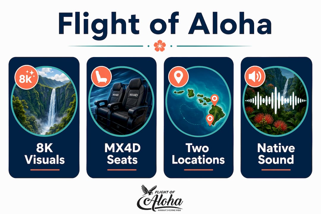 Infographic illustrating key Flight of Aloha features