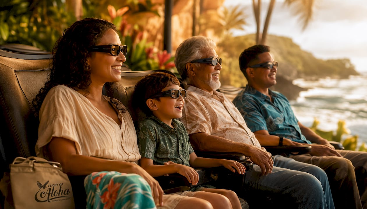 Family experiencing Sensory Motion Ride in Kona theater