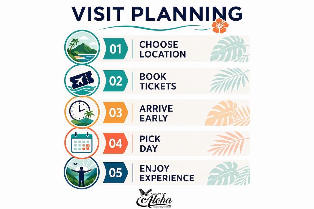 Infographic outlining Flight of Aloha visit steps