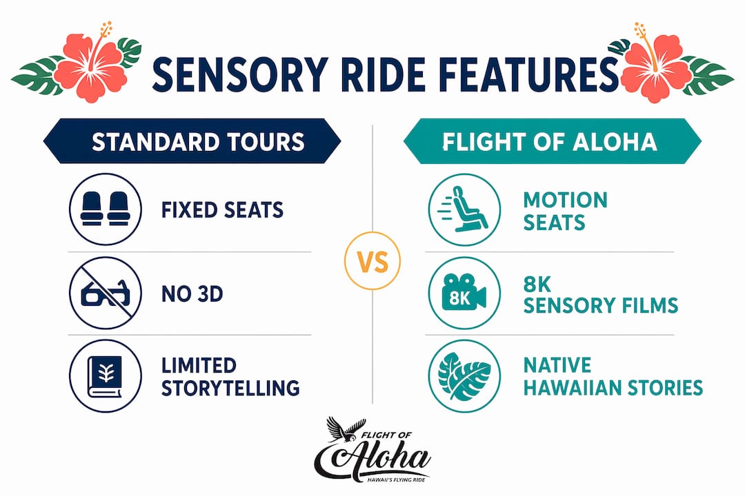 Infographic comparing sensory ride features