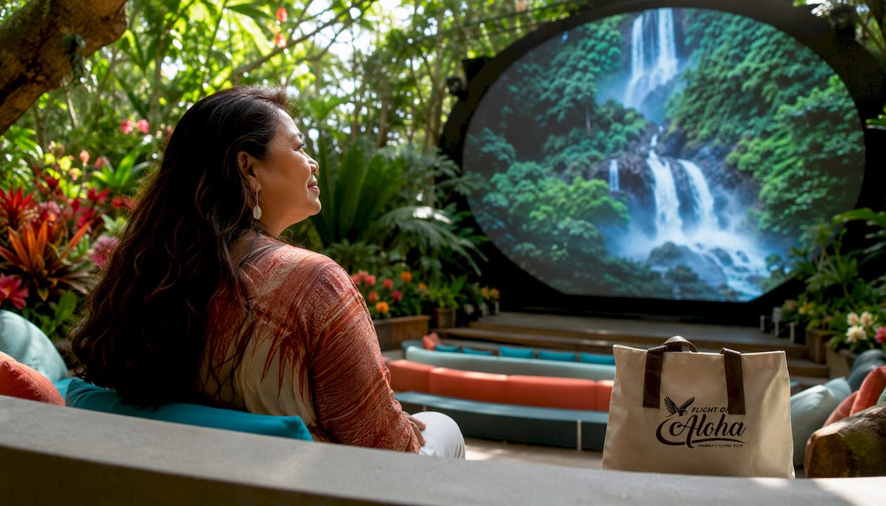 Woman engaged in immersive Hawaiian attraction