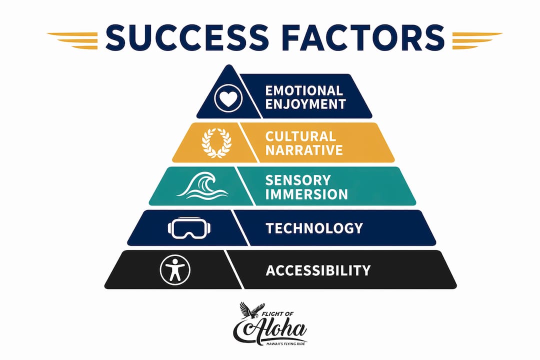 Infographic showing hierarchy of interactive ride success factors