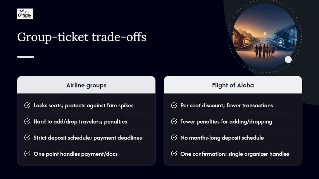 Advantages and Limitations of Group Fares Versus Individual Tickets — overview diagram