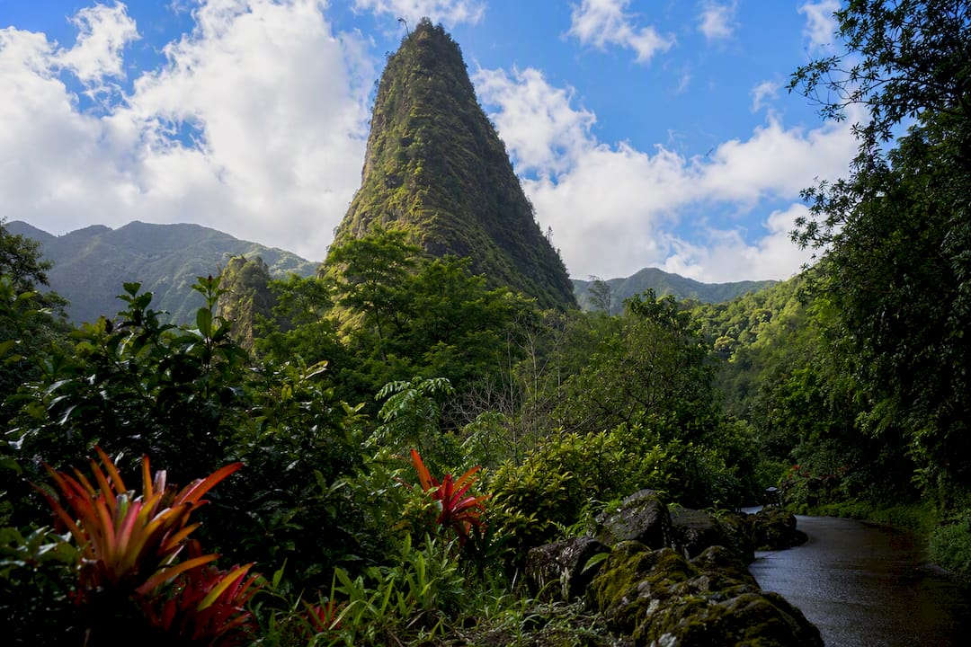 Iao Needle spire with valley greenery