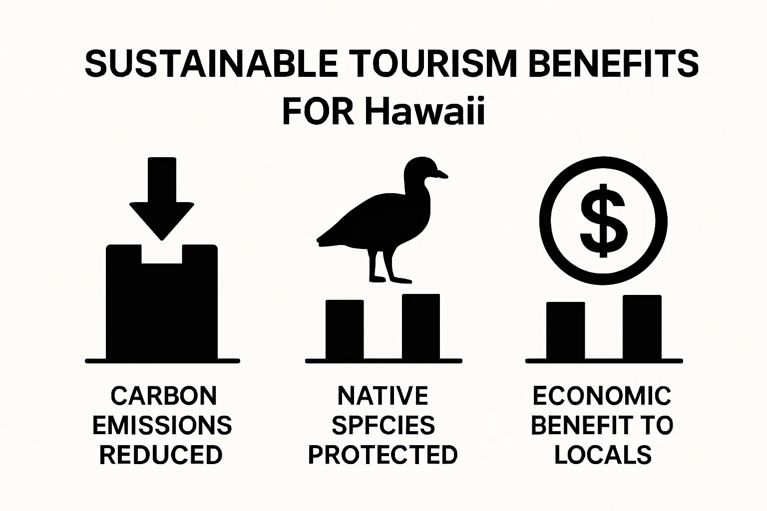 Infographic showing three key benefits of sustainable tourism in Hawaii