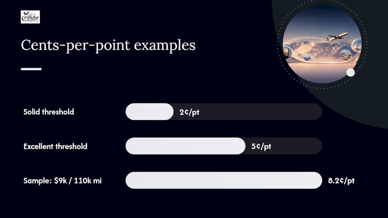 Infographic showing cents-per-point redemption values