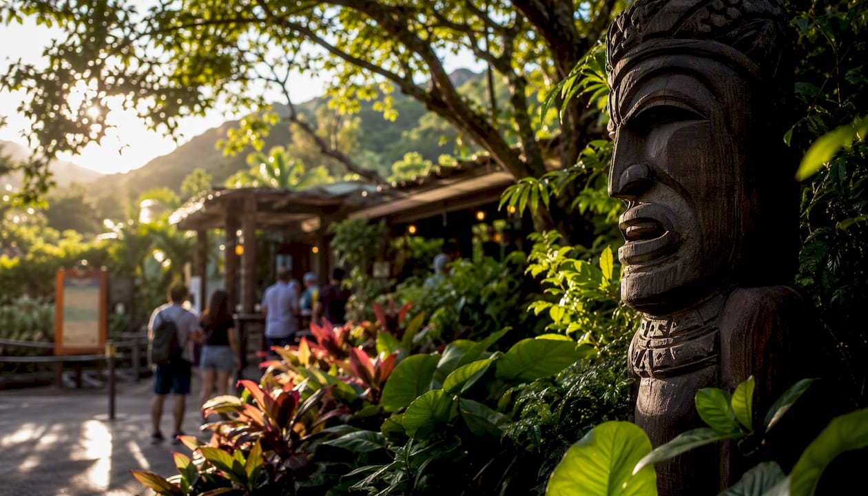 Entrance area of Flight of Aloha with Hawaiian decor