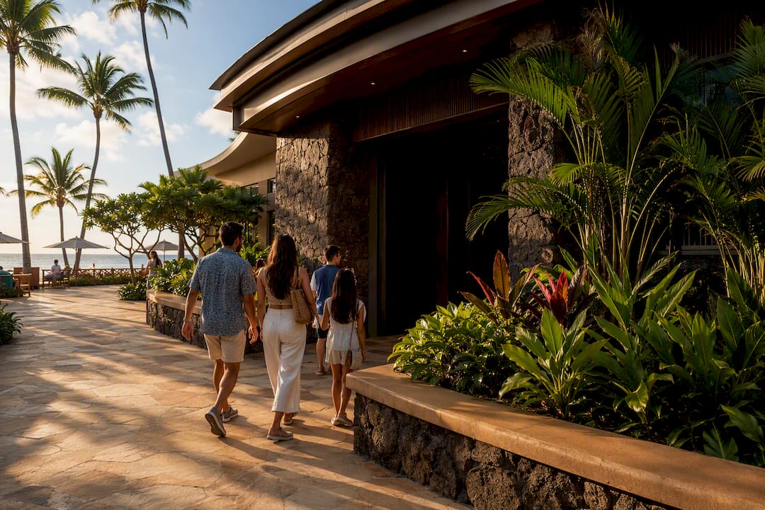 Oceanfront theater entrance in Maui resort village