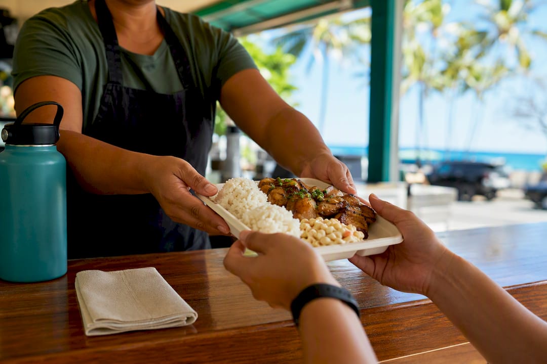 Plate lunch served at Kona counter