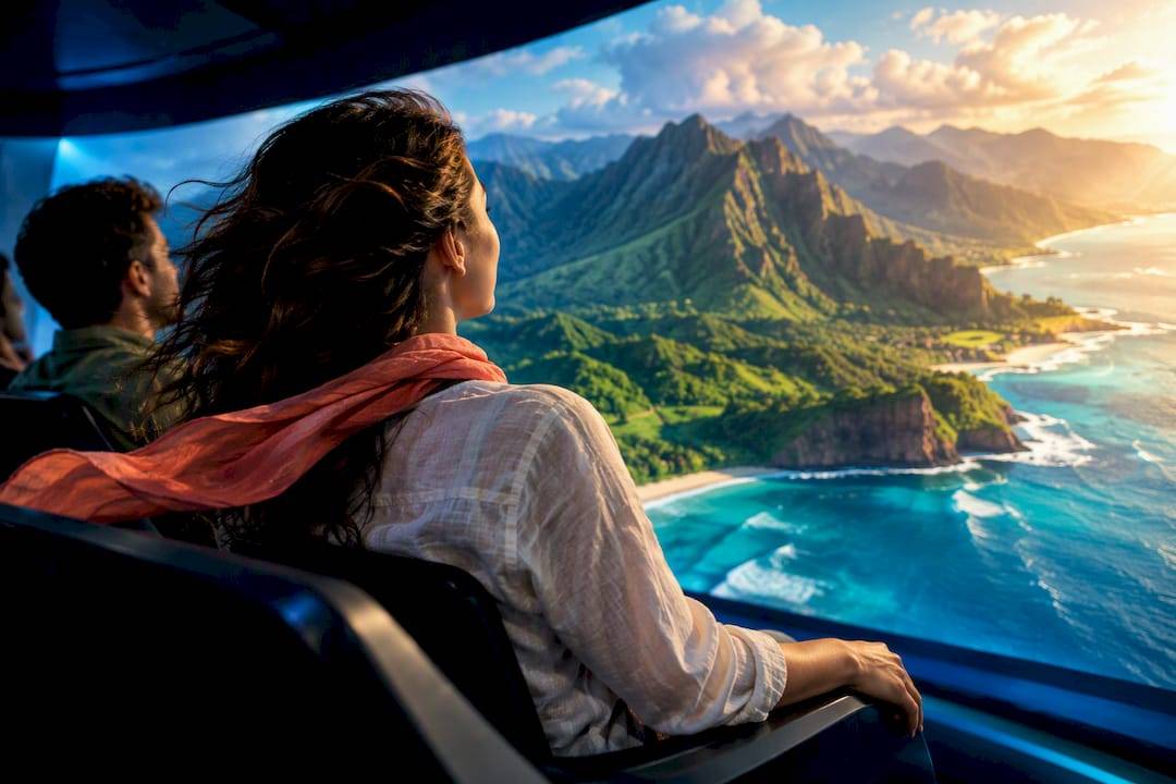 Visitors experiencing Hawaiian flying theater