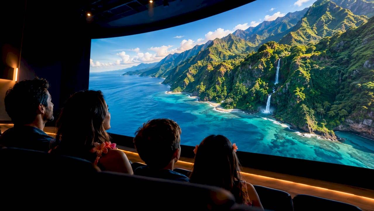 Family experiencing Hawaiian flying theater