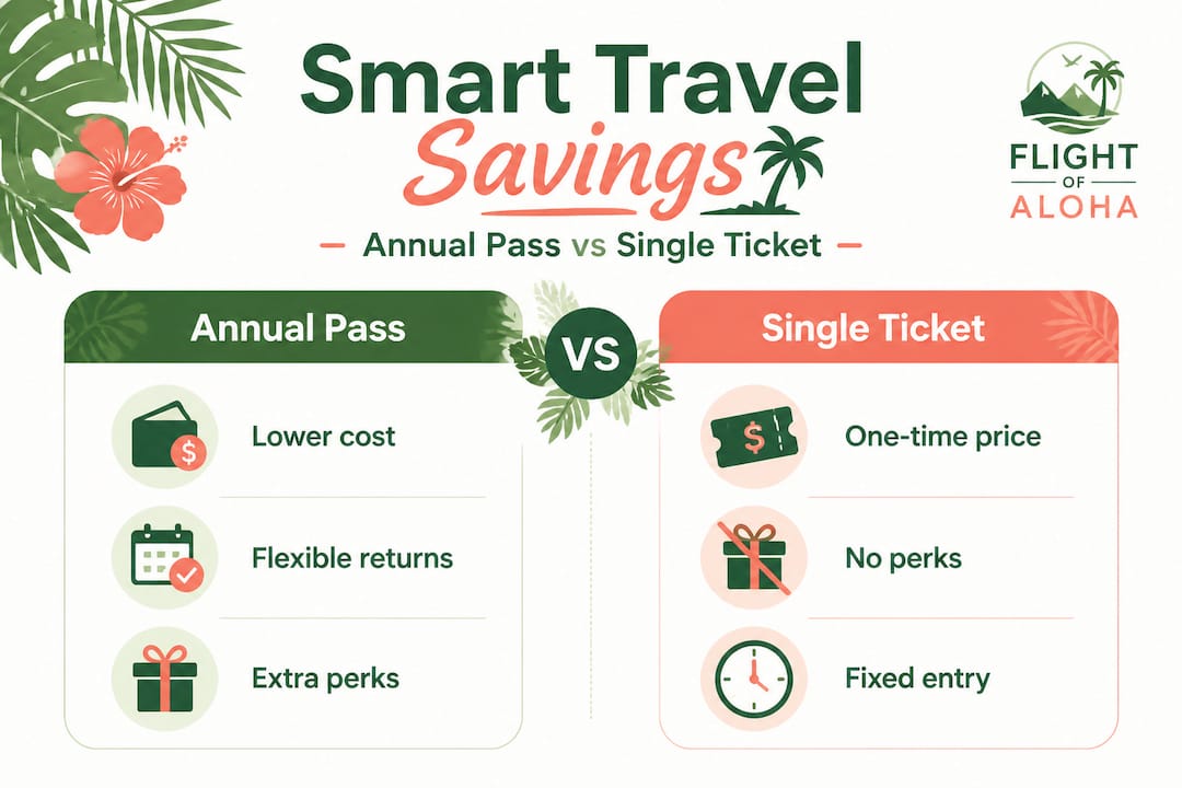 Infographic comparing annual pass to single ticket