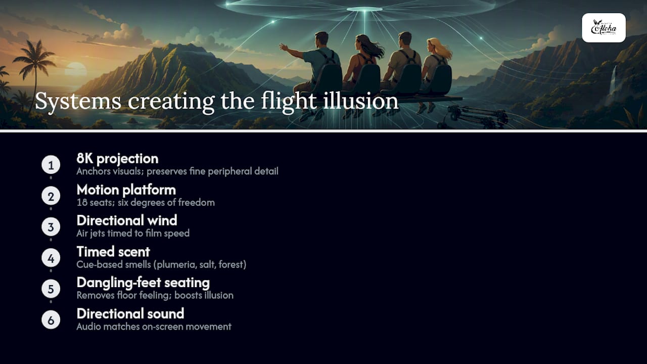 Six systems behind immersive flying theater