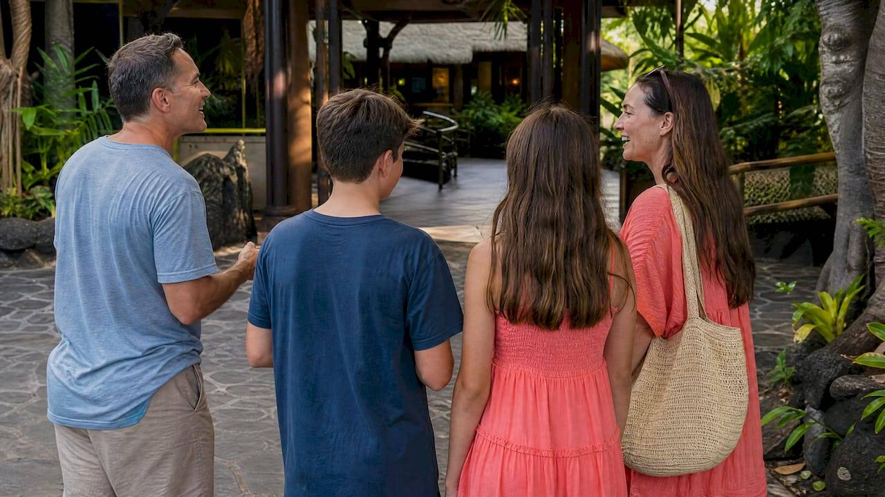 Family discussing Flight of Aloha experience