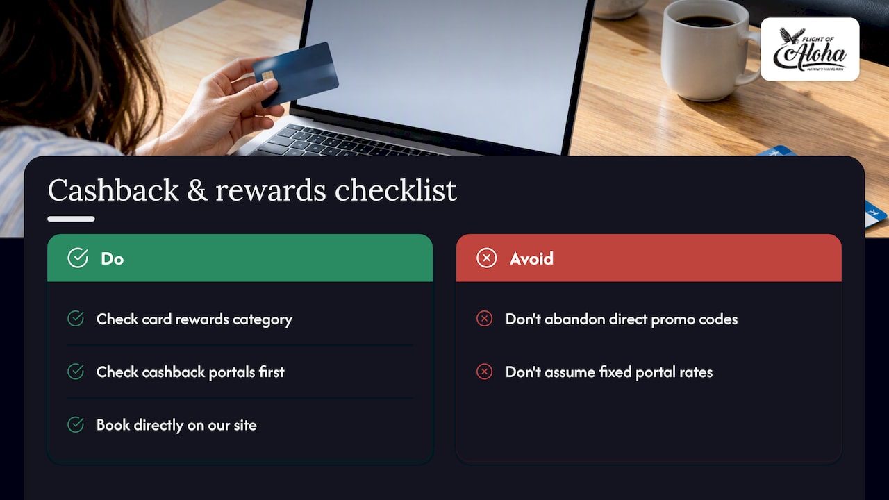 Using cashback platforms or credit card rewards for extra savings — overview diagram