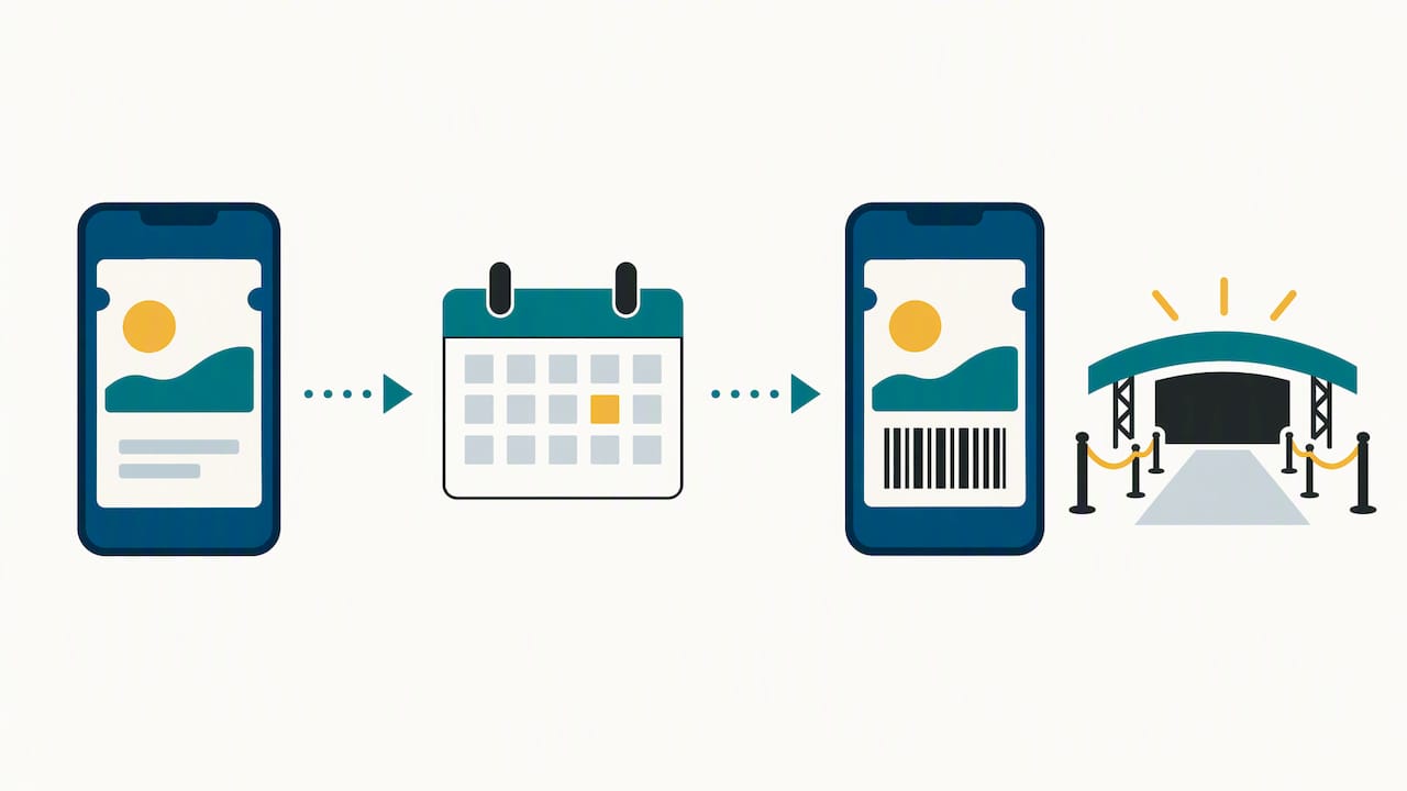 Mobile ticket barcode appears closer to event