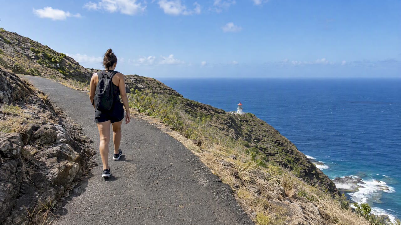 Paved Makapuu trail above the Pacific