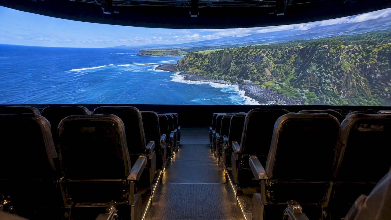 Kona coastline projected inside Flight of Aloha